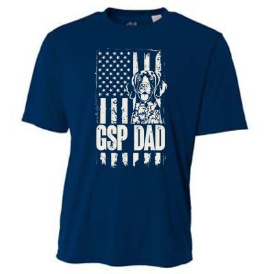 German Shorthaired Pointer Gsp Dad Dog American Flag Cooling Performance Crew T-Shirt