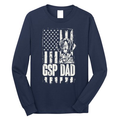 German Shorthaired Pointer Gsp Dad Dog American Flag Long Sleeve Shirt