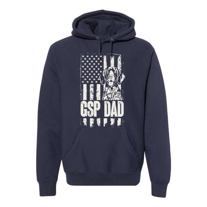 German Shorthaired Pointer Gsp Dad Dog American Flag Premium Hoodie