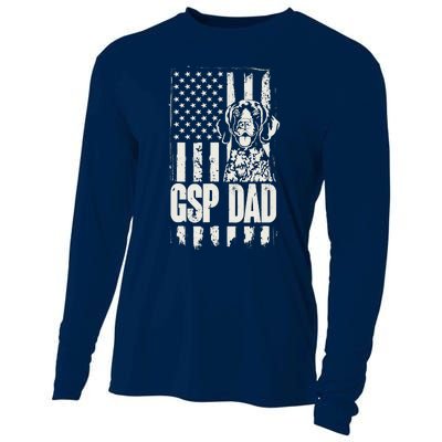 German Shorthaired Pointer Gsp Dad Dog American Flag Cooling Performance Long Sleeve Crew