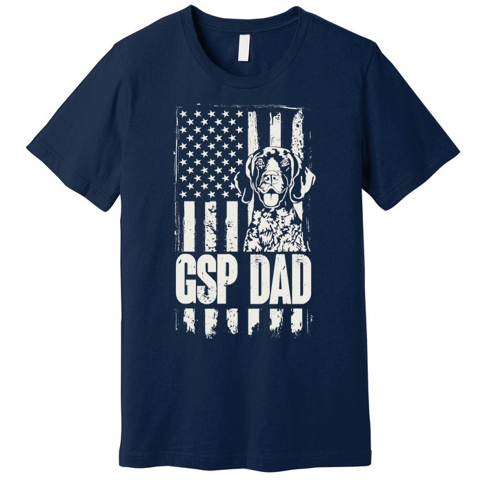 German Shorthaired Pointer Gsp Dad Dog American Flag Premium T-Shirt