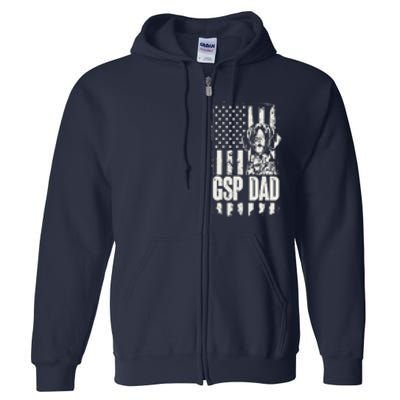 German Shorthaired Pointer Gsp Dad Dog American Flag Full Zip Hoodie