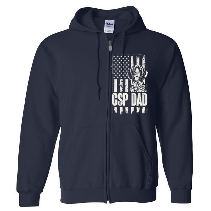 German Shorthaired Pointer Gsp Dad Dog American Flag Full Zip Hoodie