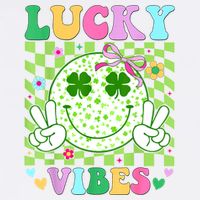 Groovy St Patricks Day Lucky Vibes Shamrock Button