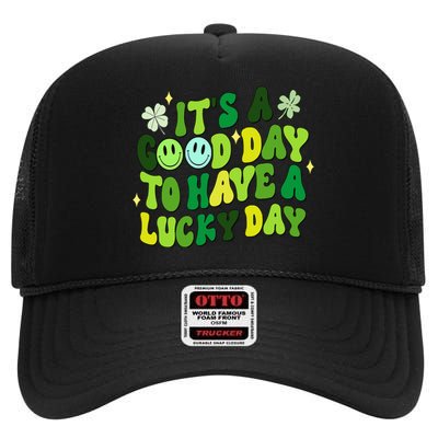 Groovy St Patricks Day Party funny Green High Crown Mesh Back Trucker Hat