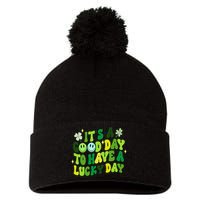 Groovy St Patricks Day Party funny Green Pom Pom 12in Knit Beanie