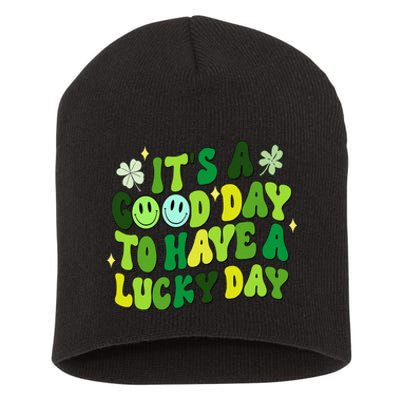 Groovy St Patricks Day Party funny Green Short Acrylic Beanie