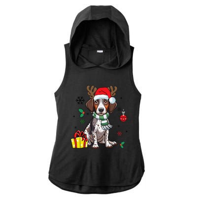 German Shorthaired Pointer Dog Santa Merry Xmas Christmas Ladies PosiCharge Tri-Blend Wicking Draft Hoodie Tank