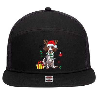 German Shorthaired Pointer Dog Santa Merry Xmas Christmas 7 Panel Mesh Trucker Snapback Hat