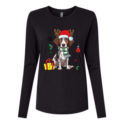 German Shorthaired Pointer Dog Santa Merry Xmas Christmas Womens Cotton Relaxed Long Sleeve T-Shirt