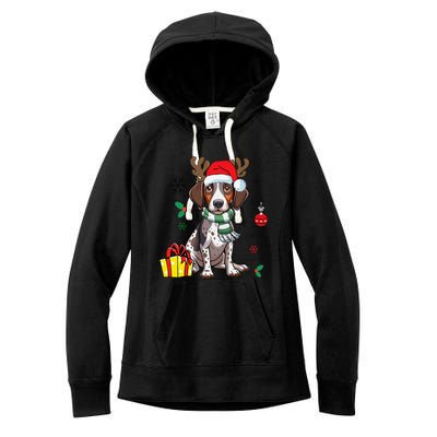 German Shorthaired Pointer Dog Santa Merry Xmas Christmas Women's Fleece Hoodie