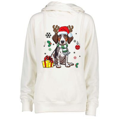 German Shorthaired Pointer Dog Santa Merry Xmas Christmas Womens Funnel Neck Pullover Hood