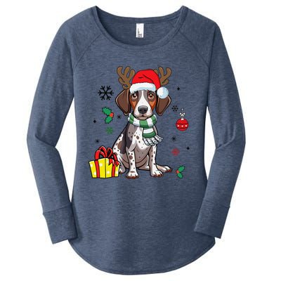 German Shorthaired Pointer Dog Santa Merry Xmas Christmas Women's Perfect Tri Tunic Long Sleeve Shirt