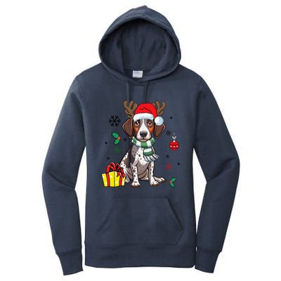 German Shorthaired Pointer Dog Santa Merry Xmas Christmas Women's Pullover Hoodie