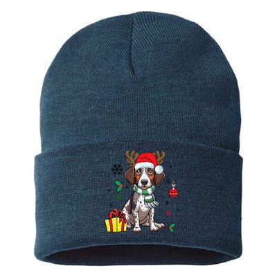 German Shorthaired Pointer Dog Santa Merry Xmas Christmas Sustainable Knit Beanie