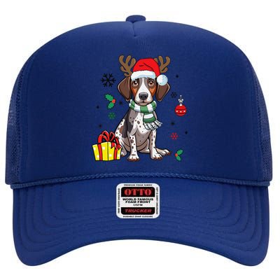 German Shorthaired Pointer Dog Santa Merry Xmas Christmas High Crown Mesh Back Trucker Hat