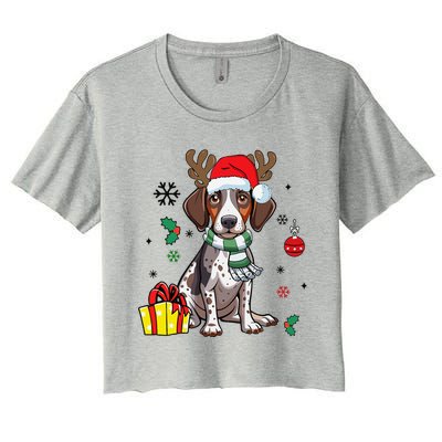 German Shorthaired Pointer Dog Santa Merry Xmas Christmas Women's Crop Top Tee