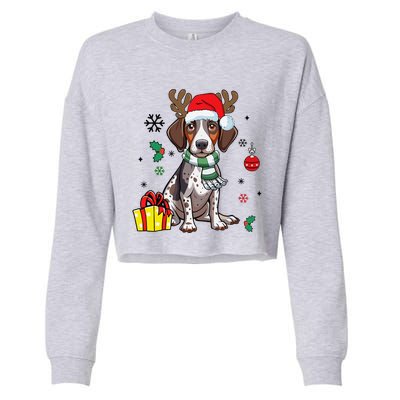 German Shorthaired Pointer Dog Santa Merry Xmas Christmas Cropped Pullover Crew