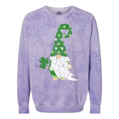 Gnome St. Patricks Day Irish Celebration Shamrock Women Colorblast Crewneck Sweatshirt