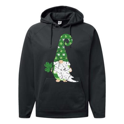 Gnome St. Patricks Day Irish Celebration Shamrock Women Performance Fleece Hoodie