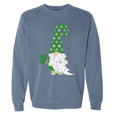 Gnome St. Patricks Day Irish Celebration Shamrock Women Garment-Dyed Sweatshirt