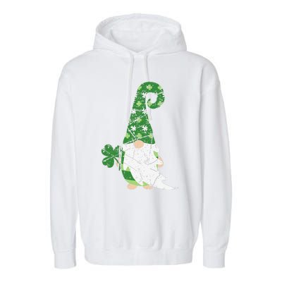 Gnome St. Patricks Day Irish Celebration Shamrock Women Garment-Dyed Fleece Hoodie