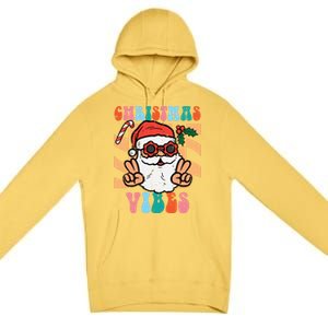 Groovy Santa Peace Christmas Vibes Retro Xmas Gift Premium Pullover Hoodie