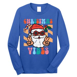 Groovy Santa Peace Christmas Vibes Retro Xmas Gift Long Sleeve Shirt