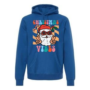 Groovy Santa Peace Christmas Vibes Retro Xmas Gift Premium Hoodie