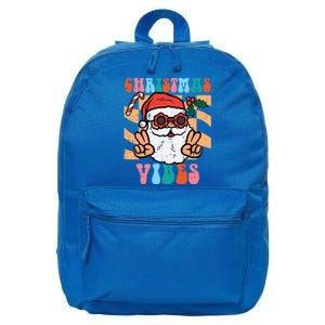 Groovy Santa Peace Christmas Vibes Retro Xmas Gift 16 in Basic Backpack