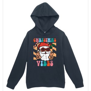 Groovy Santa Peace Christmas Vibes Retro Xmas Gift Urban Pullover Hoodie