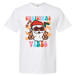 Groovy Santa Peace Christmas Vibes Retro Xmas Gift Garment-Dyed Heavyweight T-Shirt