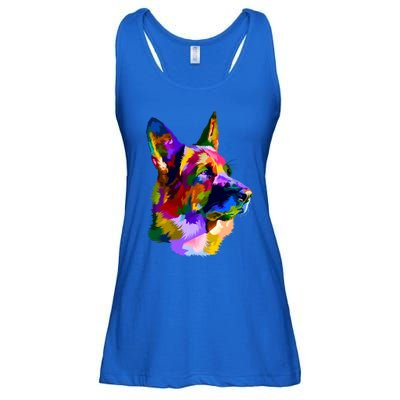 Ger Shepherd Pop Art Portrait For Dog Owners Gift Ladies Essential Flowy Tank