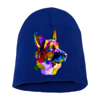 Ger Shepherd Pop Art Portrait For Dog Owners Gift Short Acrylic Beanie