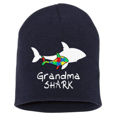 Grandma Shark Puzzle Piece Cool Autism Awareness Gift Short Acrylic Beanie