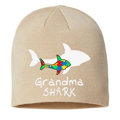 Grandma Shark Puzzle Piece Cool Autism Awareness Gift Sustainable Beanie