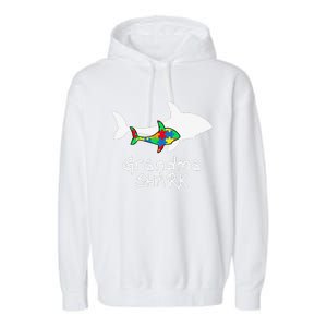 Grandma Shark Puzzle Piece Cool Autism Awareness Gift Garment-Dyed Fleece Hoodie