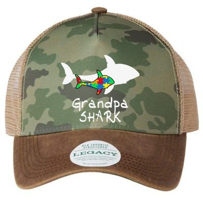 Grandpa Shark Puzzle Piece Cool Autism Awareness Gift Legacy Tie Dye Trucker Hat