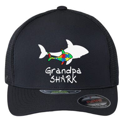 Grandpa Shark Puzzle Piece Cool Autism Awareness Gift Flexfit Unipanel Trucker Cap