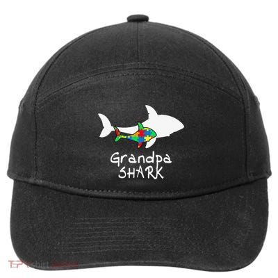 Grandpa Shark Puzzle Piece Cool Autism Awareness Gift 7-Panel Snapback Hat