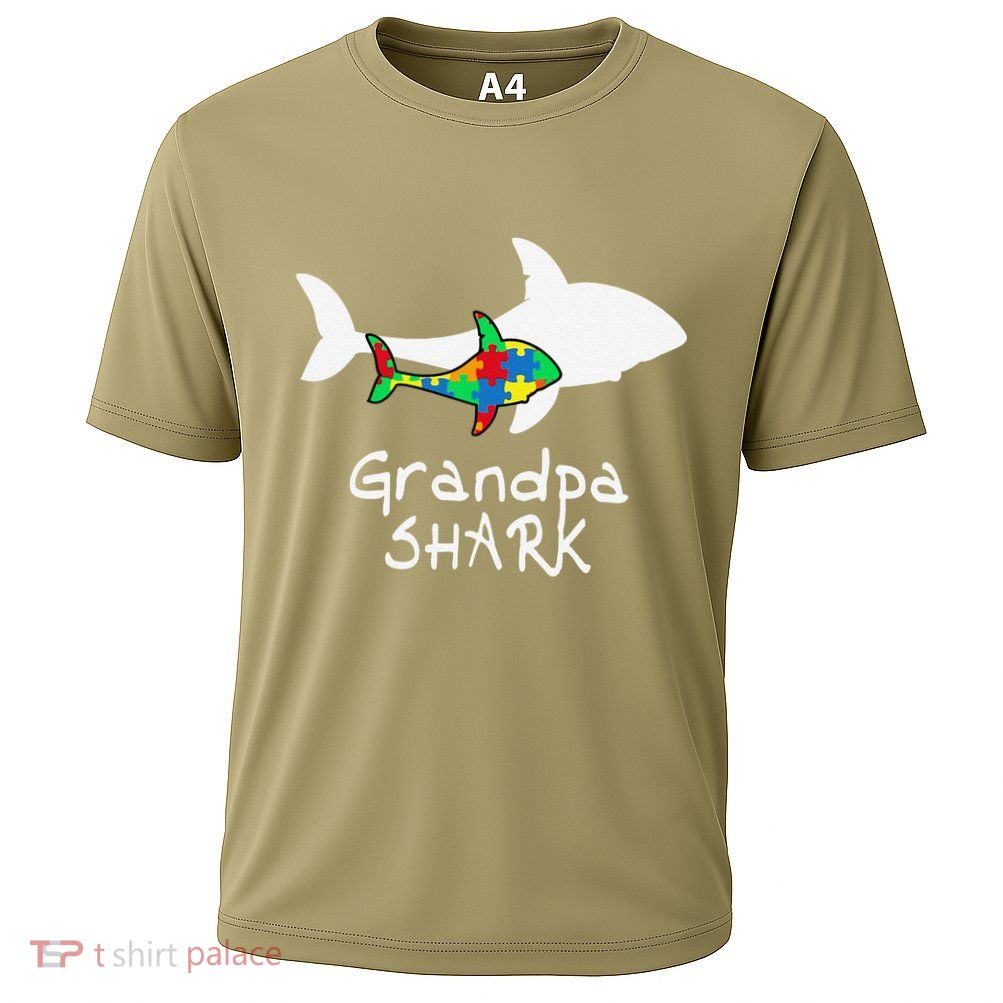 Grandpa Shark Puzzle Piece Cool Autism Awareness Gift Performance Shirt