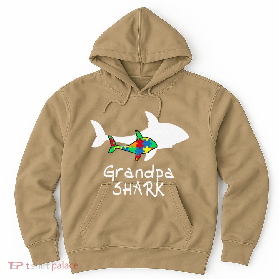 Grandpa Shark Puzzle Piece Cool Autism Awareness Gift Hoodie