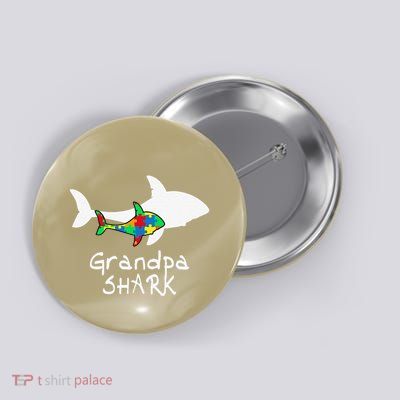 Grandpa Shark Puzzle Piece Cool Autism Awareness Gift Button
