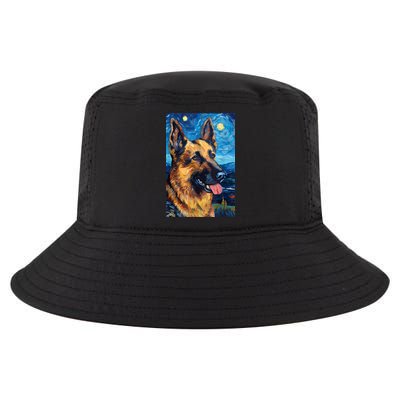 German Shepherd Painting Art Starry Night Sky Dog Van Gogh Cool Comfort Performance Bucket Hat