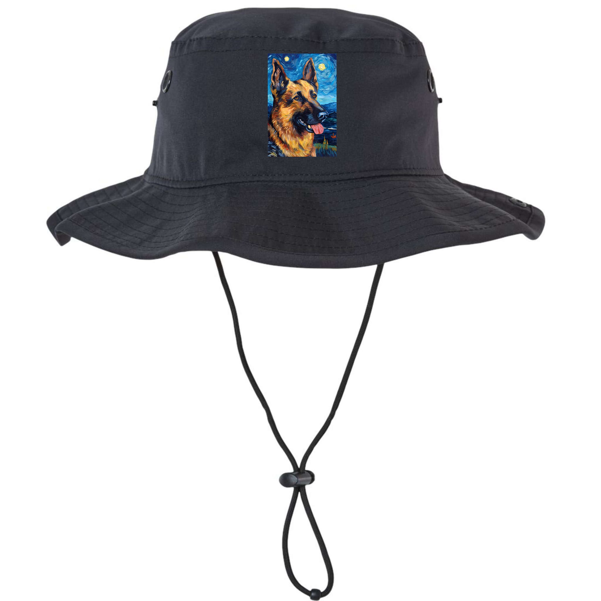 German Shepherd Painting Art Starry Night Sky Dog Van Gogh Bucket Hat