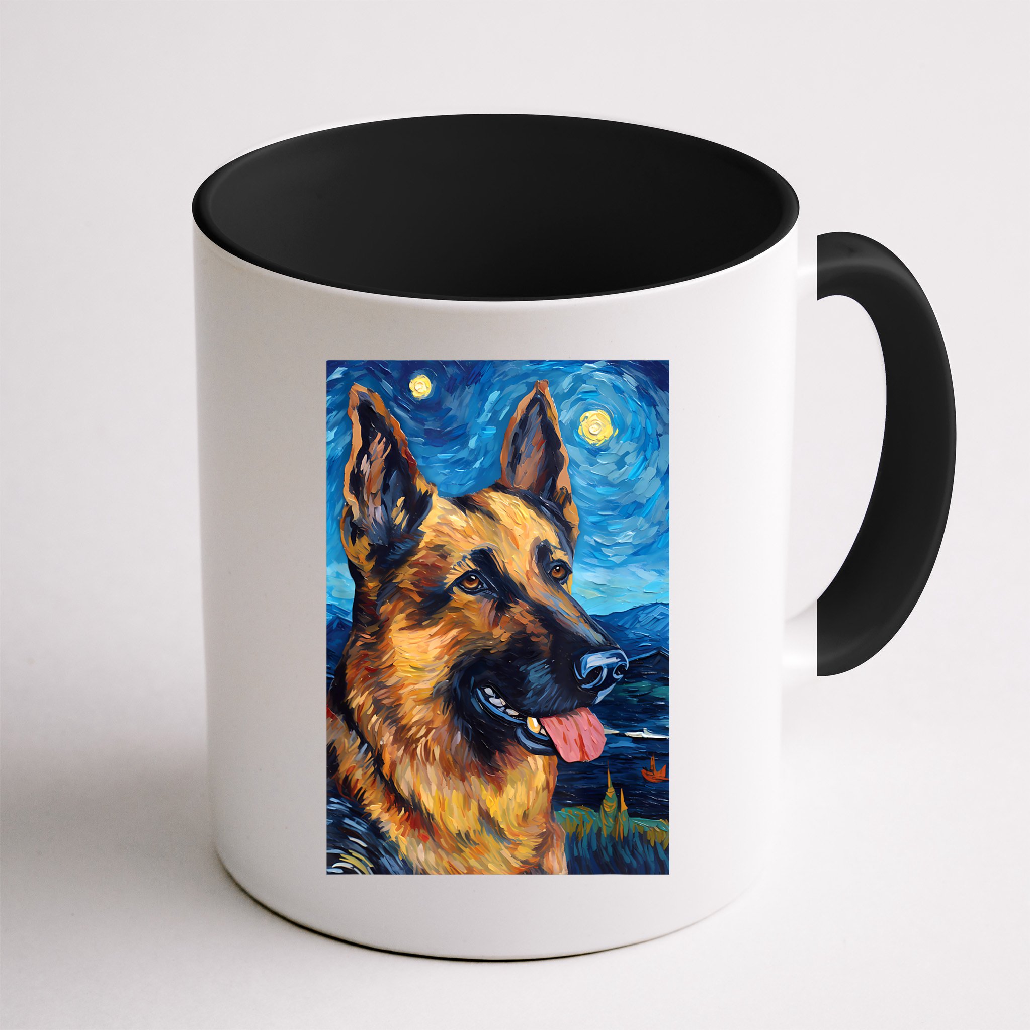 German Shepherd Painting Art Starry Night Sky Dog Van Gogh Mug
