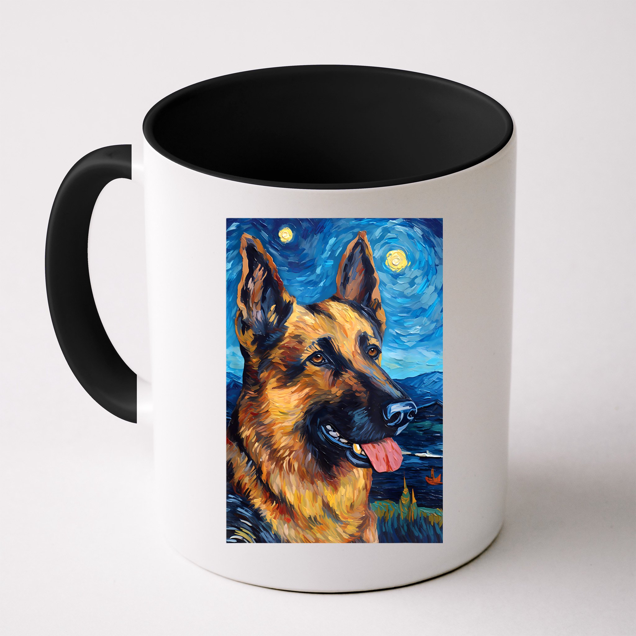 German Shepherd Painting Art Starry Night Sky Dog Van Gogh Mug