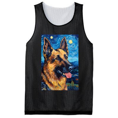German Shepherd Painting Art Starry Night Sky Dog Van Gogh Mesh Reversible Basketball Jersey Tank