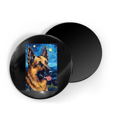 German Shepherd Painting Art Starry Night Sky Dog Van Gogh Magnet