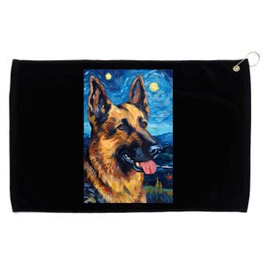 German Shepherd Painting Art Starry Night Sky Dog Van Gogh Grommeted Golf Towel